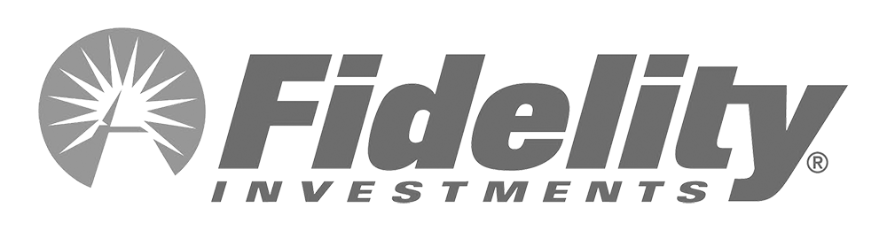 A Fidelity Investments logo with illustration in grey color